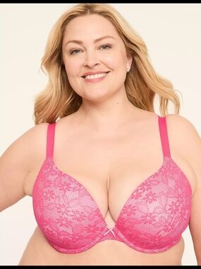 Cacique Pink Lace Plunge Bra